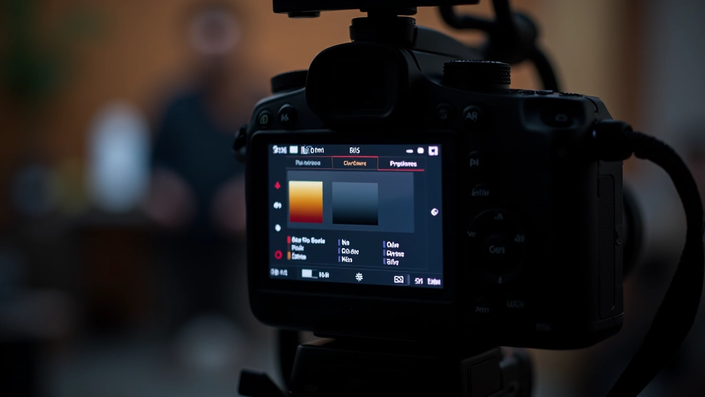 Pantalla de cámara mostrando menús de configuración de LUT y espacio de color con parámetros técnicos