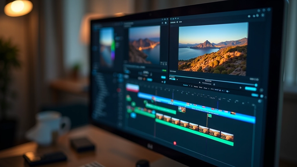 Timeline de edición con clips organizados y ajustes de color aplicados en diferentes etapas
